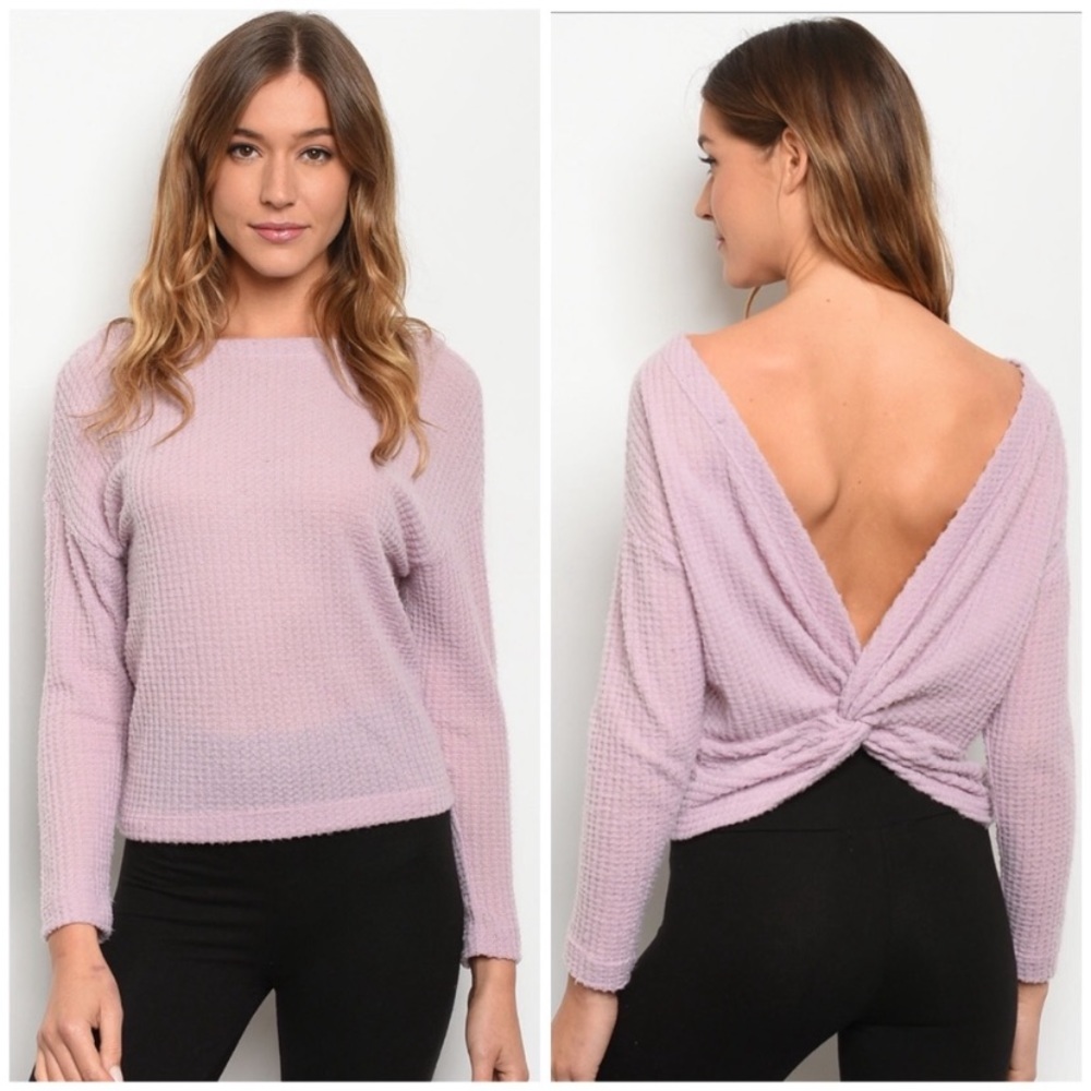 Lilac Twist Back Sweater